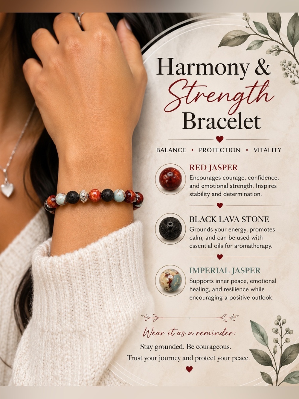 Lava & Agate Healing Bracelet set– Strength, Balance & Energy